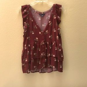 American Eagle Women Junior Floral 100% cotton top